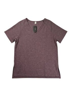 NWT | Dalyvlus Heathered Mauve Waffle Knit V Neck Raglan Sleeve Top | Large